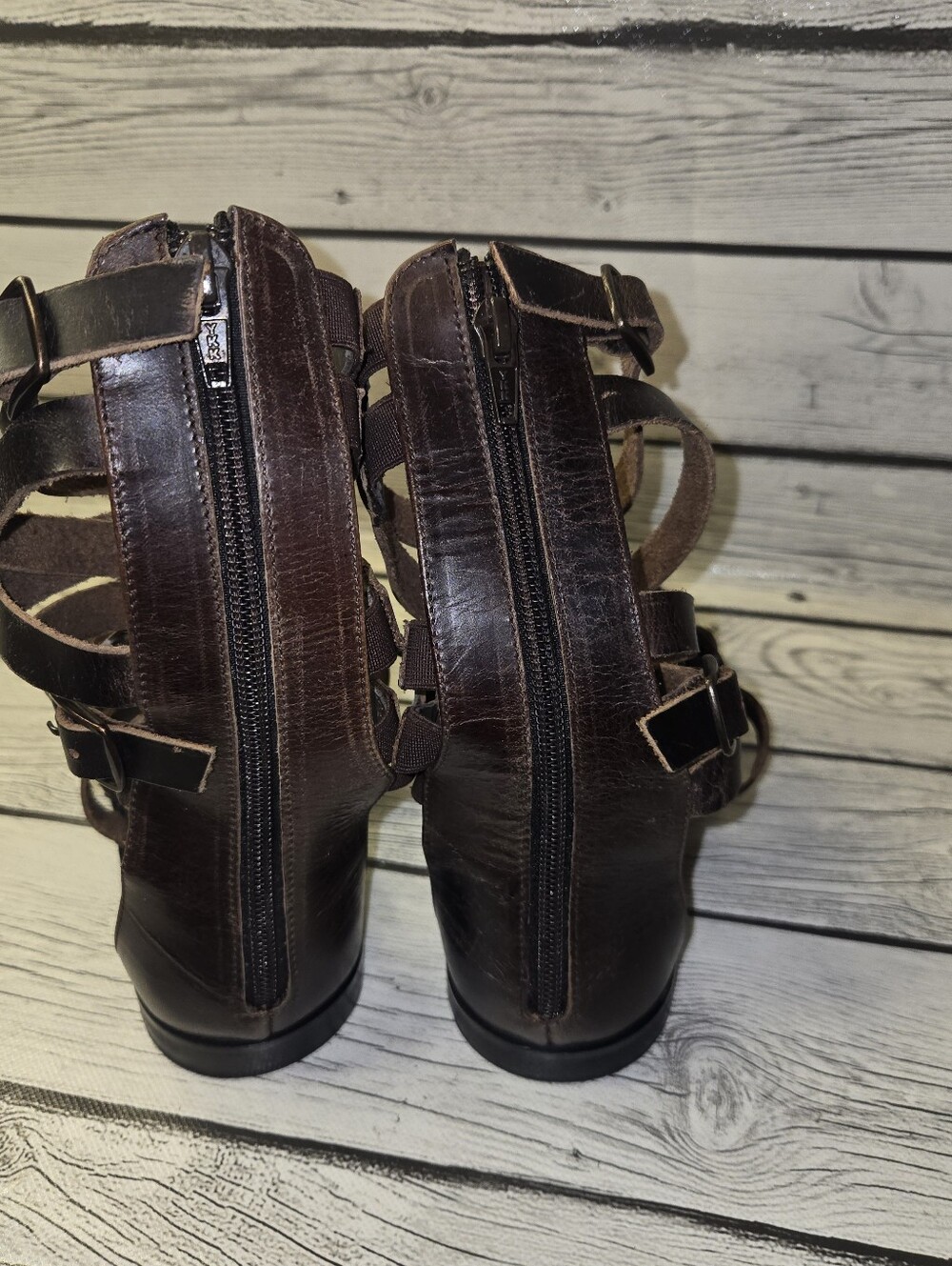Free People Vanadia Gladiator Sandals Distressed Brown Leather Size 9 - Picture 8 of 11